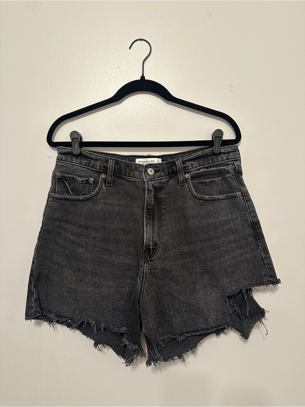 Abercrombie & Fitch Dad Short High Rise Black Jean Shorts